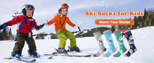 Vista 5 de American Trends Calcetines de lana para niños, calcetines gruesos y cálidos de invierno para niños, calcetines de esquí y snowboard