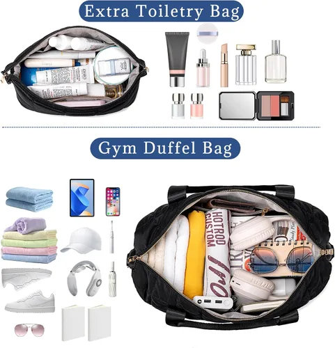 Vista 61 de BLUBOON Bolsas de viaje con cremallera, bolsa de lona para mujer, bolsa de fin de semana para mujer, bolsa de lona para llevar en la bolsa de lona