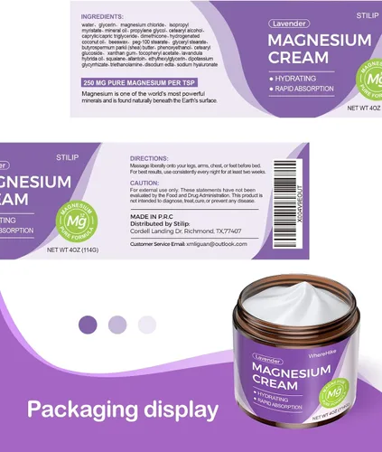 Vista 7 de stilip Crema Tópica Natural de Magnesio para el Sueño, Loción Nocturna de Magnesio para el Dolor y Calambres en las Piernas, Relajación Muscular