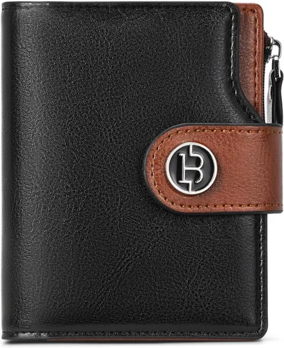 Vista 11 de BOSTANTEN - Billetera de cuero para mujer, pequeña, con bloqueo RFID, de dos pliegues, bolsillo con cremallera, tarjetero con ventana para 1-beige
