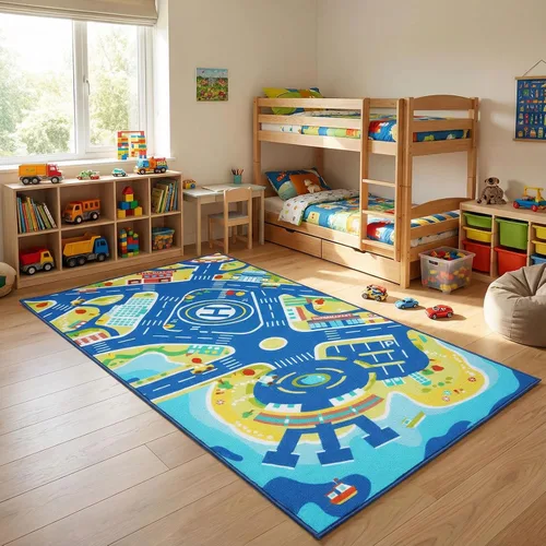 Vista 8 de Alfombra de juego para niños con bolsa de almacenamiento, grande de 55 x 26 pulgadas, alfombra de juego de actividades para jugar en el suelo
