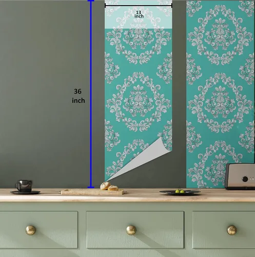 Vista 6 de Lunarable Papel tapiz victoriano de despegar y pegar para el hogar, motivos florales griegos romanos europeos, estilo Art Nouveau inspirados