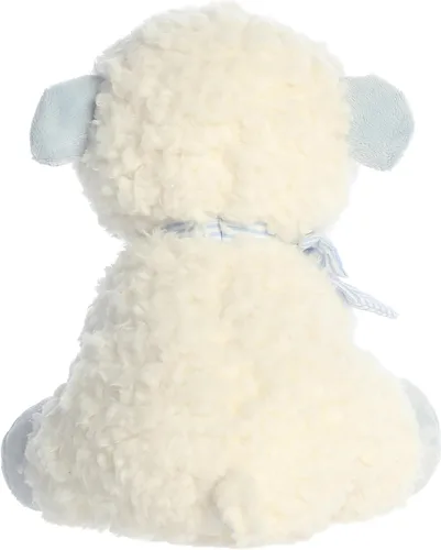 Vista 4 de Aurora® Playful Blessing Lamb™ Boy Lamb™ Animal de peluche para bebé, compañero reconfortante, juego imaginativo, color azul, 9 pulgadas