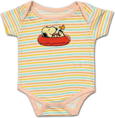 Vista 2 de Peanuts Snoopy Boys 3 Pack Bodysuits for Newborn MulticolorOrangeBlue