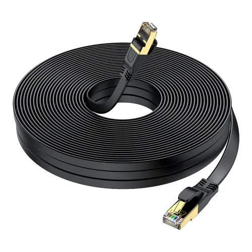 Vista 12 de Cable Ethernet Cat 8 de 3 pies, cable de red LAN de alta velocidad para exteriores e interiores, cable de conexión SFTP chapado en oro RJ45 de 40