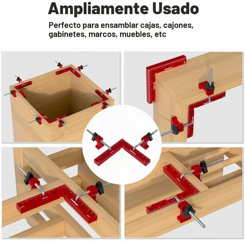 Vista 5 de Fivepears Juego de 4 abrazaderas cuadradas de posicionamiento de 90 grados para carpintería, abrazadera de esquina de ángulo recto de precisión