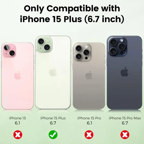 Vista 6 de [Paquete de 2] Protector de pantalla trasera para iPhone 15 Plus, protector de pantalla de vidrio templado antiarañazos y burbujas, película trasera