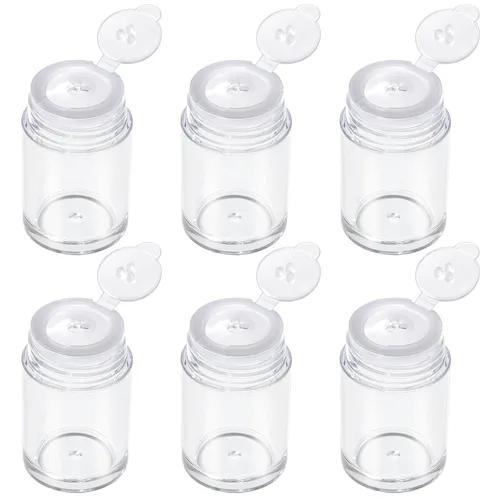 Vista 10 de RAYNAG 6 botellas vacías de polvo suelto para viajes, cosméticos con purpurina en polvo, para sombra de ojos, botella agitadora con tamiz y tapas