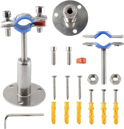Vista 3 de Soporte de tubo de montaje en pared de acero inoxidable 304, abrazadera de tubo ajustable, soporte de correa de tubo de soporte fijo para tubos