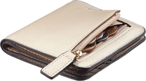 Vista 2 de Gostwo - Cartera compacta de piel genuina de lujo para mujer con bloqueo de RFID y ventana de identificación