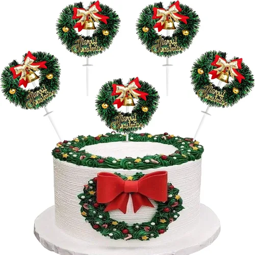 Vista 29 de Rsstarxi Paquete de 24 Adornos para Cupcakes Oh Baby de Navidad con Purpurina, Sombreros de Navidad, Palillos para Cupcakes de Baby Shower para Baby