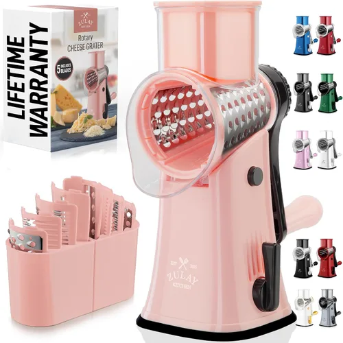 Vista 26 de Zulay Kitchen Rallador Rotativo de Queso de 5 Cuchillas Rallador de Queso - Rallador de Queso Manual de Manivela con Succión Reforzada y 5 Tambores