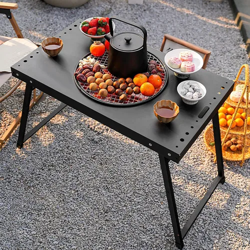 Vista 3 de Parrilla de carbón portátil, parrilla plegable de acero al carbono negra 25.5 in Patio Barbecue BBQ Grill,for Outdoor Cooking, Patio, Party