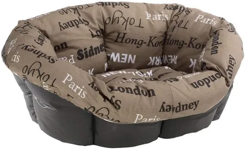 Vista 9 de Ferplast Cojín para cama de perro y gato, 2 fundas de repuesto acolchadas para cama de mascotas, cesta de plástico, algodón suave, lavable, Marrón