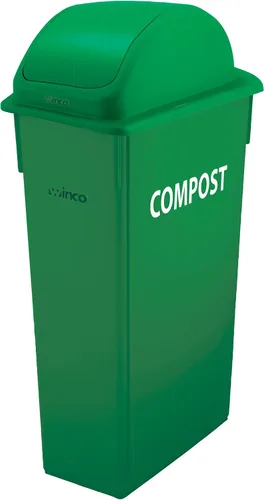 Vista 3 de Winco Bote de basura comercial delgado/contenedor de residuos, compost de 23 galones, color verde