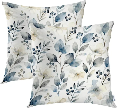 Vista 8 de Batmerry Fundas de almohada decorativas con estampado digital de hojas verdes y gatos negros con estampado digital para sofá, cama, cremallera