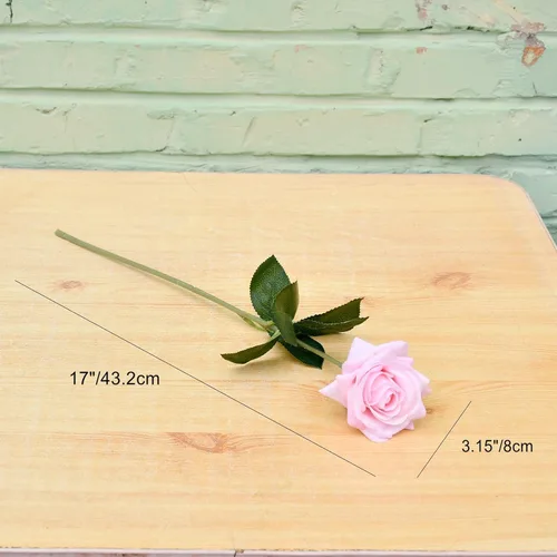Vista 2 de Mandy's 10 tallos artificiales de color rosa claro, flores de seda con tallos de plástico flexibles para el día de San Valentín, Pascua, bodas