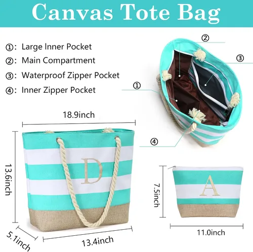 Vista 35 de YOOLIFE Bolsas de playa para mujer, bolsa de lona de viaje, bolsa impermeable para piscina, artículos esenciales de viaje, regalos para mujeres