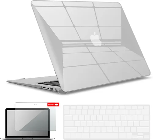 Vista 22 de iBenzer Carcasa rígida de plástico con superficie suave 3 en 1 y cubierta para teclado y protector de visualización para MacBook Air, Negro