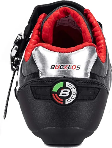 Vista 4 de BUCKLOS Zapatos de ciclismo para hombre, compatibles con Peloton, zapatos de ciclismo para interiores y exteriores, correa de hebilla precisa
