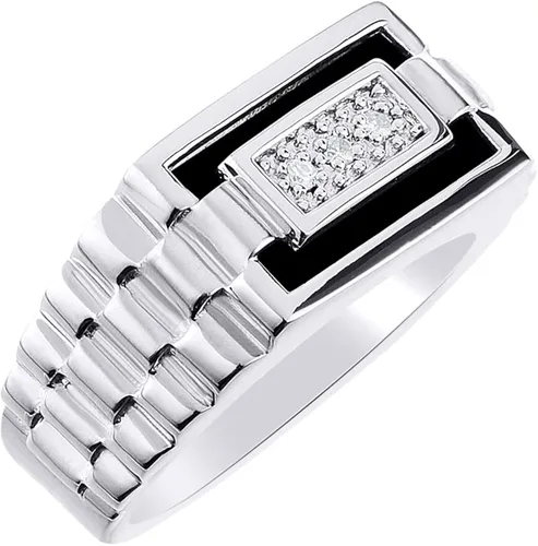 Vista 3 de RYLOS Anillos de plata de ley para hombre, anillo de diseñador con diamantes y ónix, cuarzo u ojo de tigre, anillos de plata para hombres, anillos