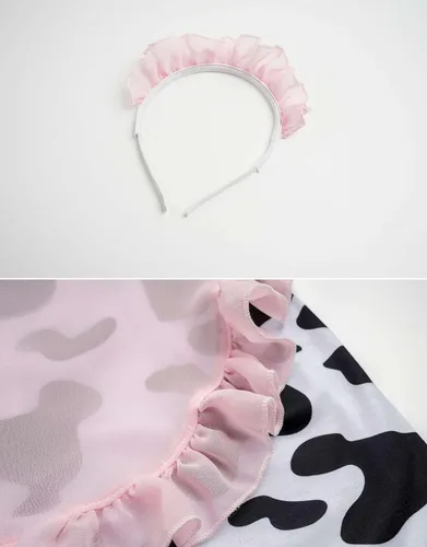 Vista 5 de haikyuu Disfraz de cosplay de sirvienta de vaca para mujer con delantal de Halloween
