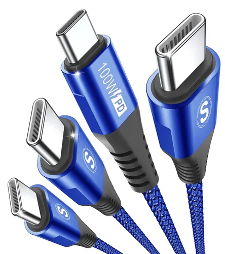 Vista 11 de sweguard Cable USB C a USB C de 100 W [3.3 pies, paquete de 2] Cable de Azul