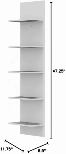 Vista 3 de Danya B. Estantería vertical decorativa para montaje en pared - Estantes de columna modernos (blanco)