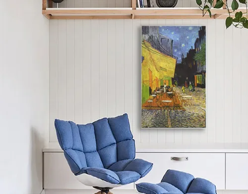 Vista 2 de Yomcut Van Gogh - Lienzo decorativo para pared, impresión artística de terraza de café nocturno, póster de noche de ciudad, reproducción de arte