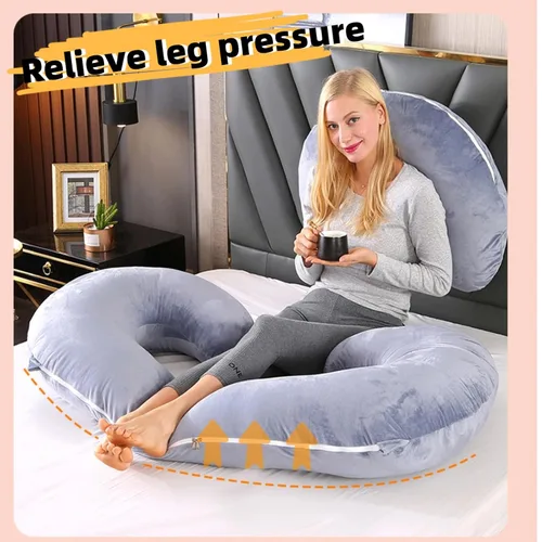Vista 2 de Almohadas de embarazo para dormir, almohada de cuerpo completo en forma de C para mujeres embarazadas, almohada de embarazo suave con funda