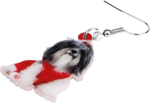 Vista 4 de NEWEI Lindos aretes de Navidad para perros, joyas colgantes para niñas y mujeres