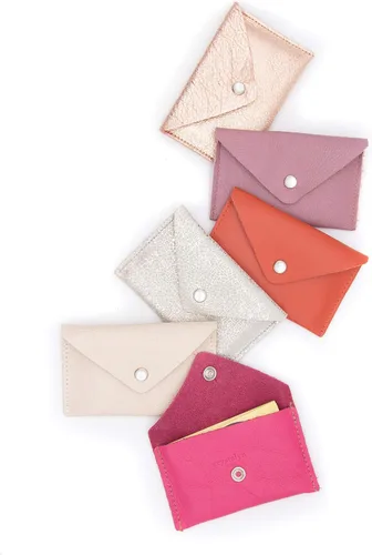 Vista 20 de Funda de cuero para tarjetas Mini cartera con broche de perlas - Hecho en los Estados Unidos