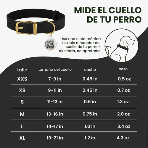 Vista 7 de BRONZEDOG Collar de cuero para perro con etiqueta de identificación QR, collares básicos para mascotas pequeños mini, gatos, cachorros