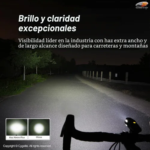 Vista 3 de Cygolite Metro Series Bike Lights, USB Rechargeable, Secure Hard Mount, Night & Daytime Modes, Compact, Durable, IP67 Waterproof; Road, Mountain