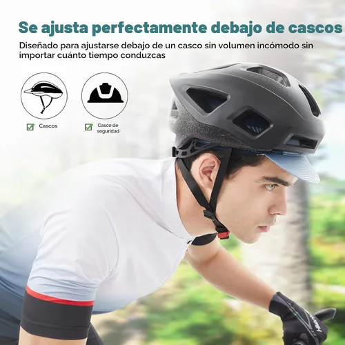 Vista 5 de Hikenture Gorra de ciclismo, gorra de calavera refrescante con visera solar, transpirable, forro de casco de verano para hombres y mujeres Negro