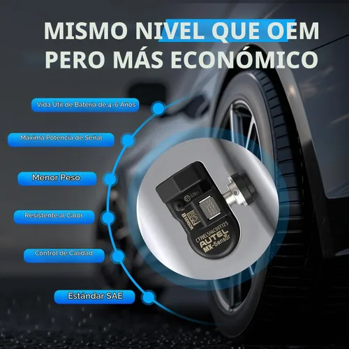 Vista 8 de Autel TPMS Sensores 4 piezas, 2 en 1 315 MHz+433 MHz Sensor universal de presión de neumáticos
