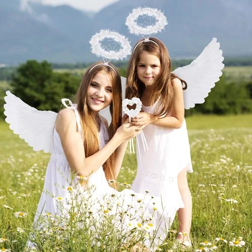 Vista 6 de Angel Wings Halloween Angel Costume Christmas Decorations Angel Wings Costume for Girls Kid Adult