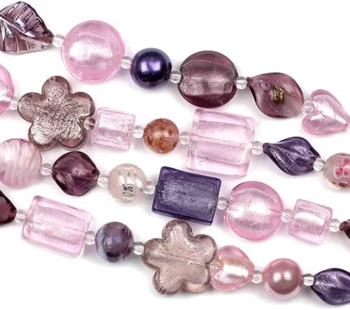 Vista 10 de Cherry Blossom Beads Cuentas mixtas hechas a mano de cristal de lámpara aguamarina y naranja, 4 hebras surtidas de 8 pulgadas Mezcla Aqua y Naranja