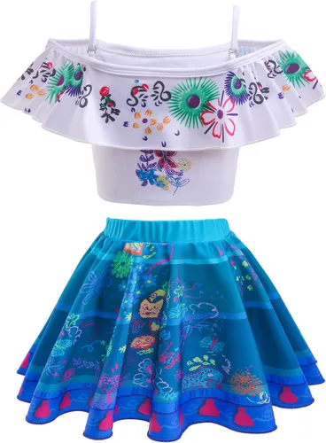 Vista 2 de Lgandpg Mirabel - Trajes de baño para niñas, conjunto de bikini con volantes