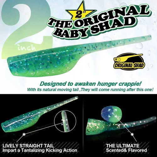 Vista 2 de Kit de Señuelos para Crappie - Plásticos - Cabezas de Jig - Kit de Shad - Minnow - Señuelos de Pesca para Crappie - Panfish - Bluegill - Kit de 40