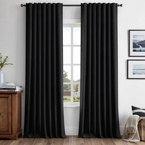 Vista 84 de MIULEE Cortinas de lino 100% opacas para dormitorio, marfil sólido, decoración de lujo, aislamiento térmico, cortinas oscurecedoras para sala