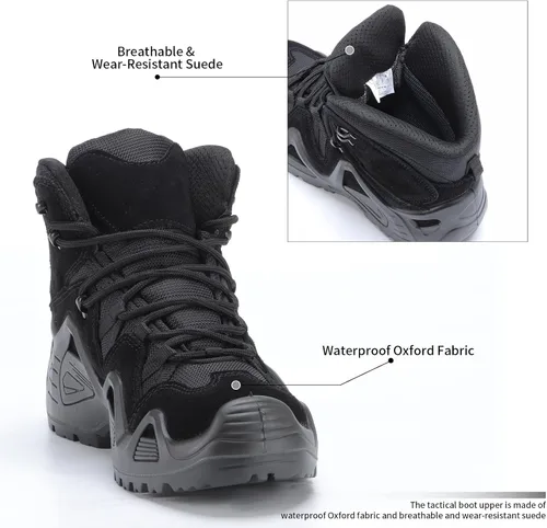 Vista 3 de Men's Military Tactical Boots 6 Inches Lightweight Combat Boots Waterproof Hiking Boots Durable Outdoor Work Boots