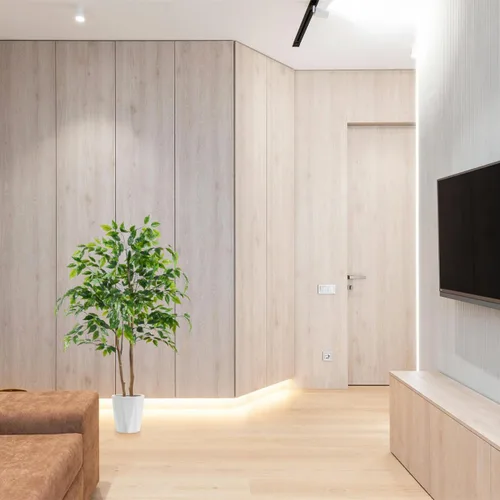 Vista 5 de Warmplants Árbol de ficus artificial, árbol de ficus falso de 4 pies de alto con canasta, planta sintética para interiores y exteriores, hogar, sala