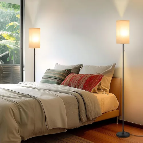 Vista 4 de Ziisee Lámparas de pie para sala de estar y dormitorio - Juego de 2 lámparas de pie negras de 3 temperaturas de color, lámparas de pie modernas