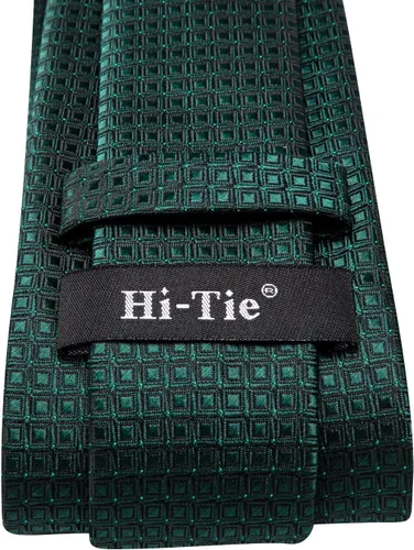Vista 39 de Hi-Tie Corbata clásica de cachemira para hombre con pañuelo y gemelos a cuadros