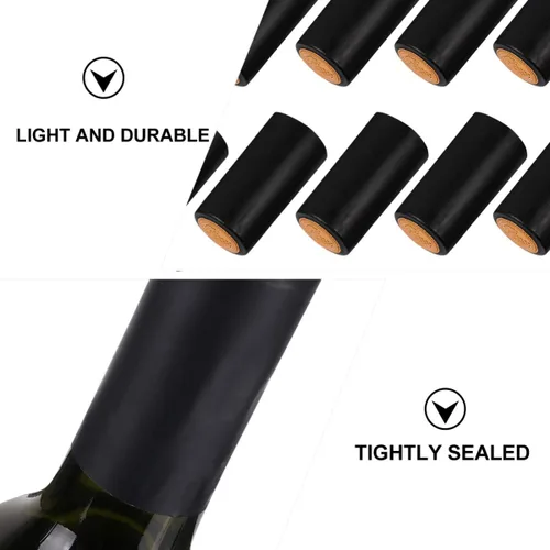 Vista 5 de 100 tapas de sellado de película termorretráctil negras para botellas de vino, envoltura retráctil, sello de botella de vino, papel de aluminio