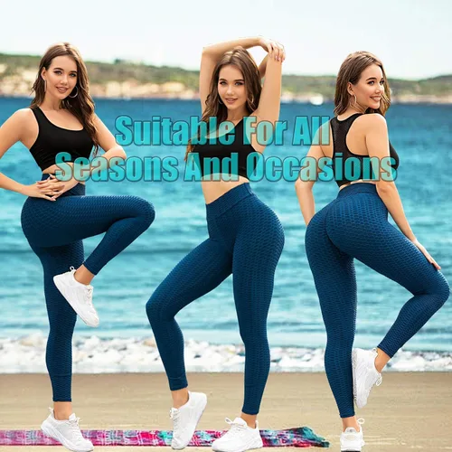 Vista 3 de AIMILIA - Leggings para mujer, levanta glúteos, anti celulitis, cintura alta, pantalones de yoga, entrenamiento, control de abdomen, mallas
