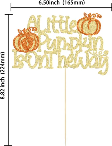 Vista 2 de Gyufise 1 pieza de decoración de pastel de calabaza con purpurina con purpurina para decoración de pastel de calabaza para otoño, baby shower, niños
