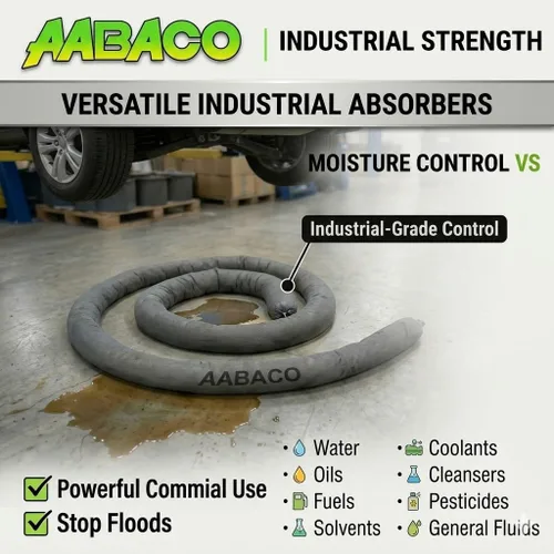 Vista 3 de Aabaco Calcetines Absorbentes Universales – Serpiente para Aceite y Agua – 3" x 48" – Absorbe hasta 1 Galón Cada Uno – Súper Absorbente