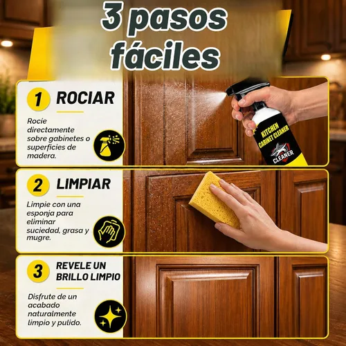 Vista 4 de Kitchen Cabinet Cleaner, Wood Cabinet Degreaser & Furniture Cleaner, 2 Pack